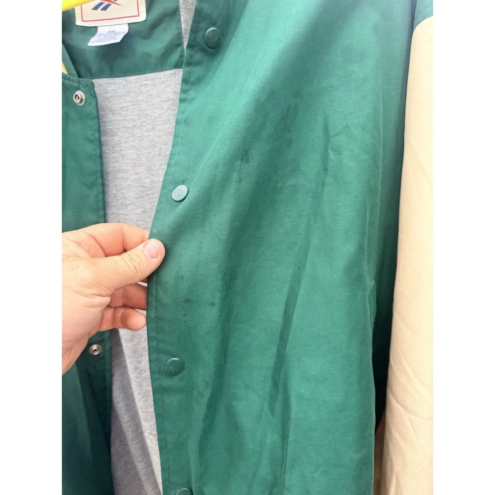 Vintage Reebok Green Bay Packers Jacket Mens XXL NFL Green Snap Spellout